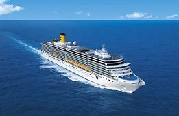 A cruise ship sailing in the ocean Description automatically generated